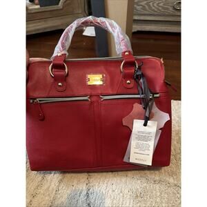 MODALU Handbag RED Leather SHOULDER Grab BAG vintage